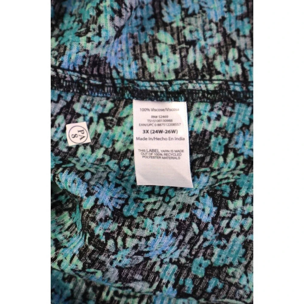 Terra & Sky Women's 3X Dress Blue Floral Cottagecore‎ Peasant Spring Drape NWTs